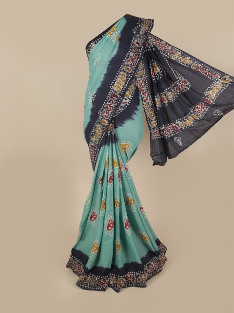 

Pothys Green & Blue Woven Design Pure Cotton Saree