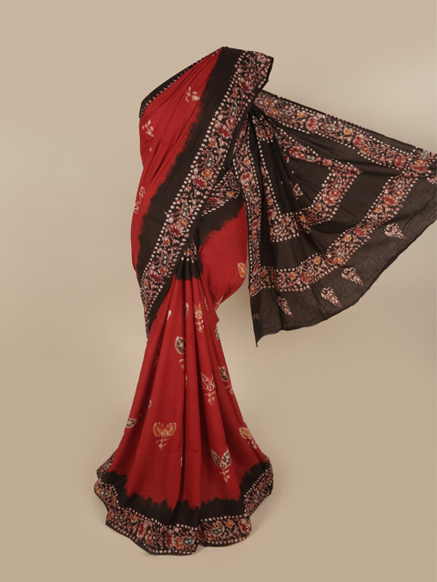 

Pothys Red & Black Woven Design Pure Cotton Saree