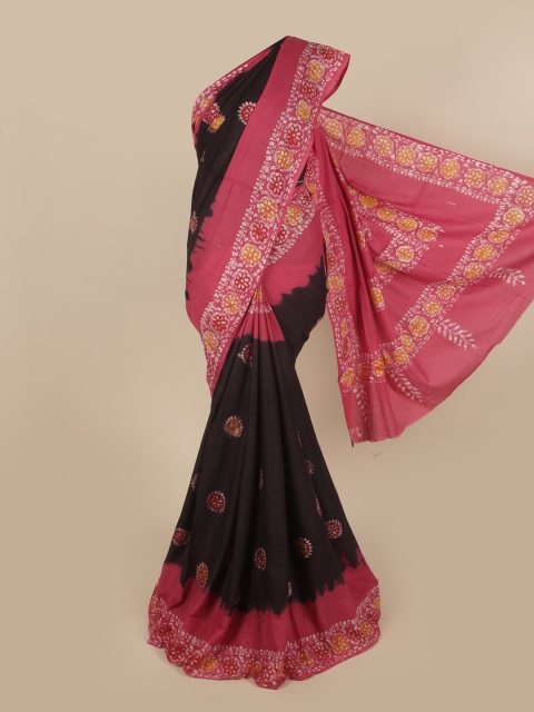 

Pothys Black & Pink Woven Design Pure Cotton Saree