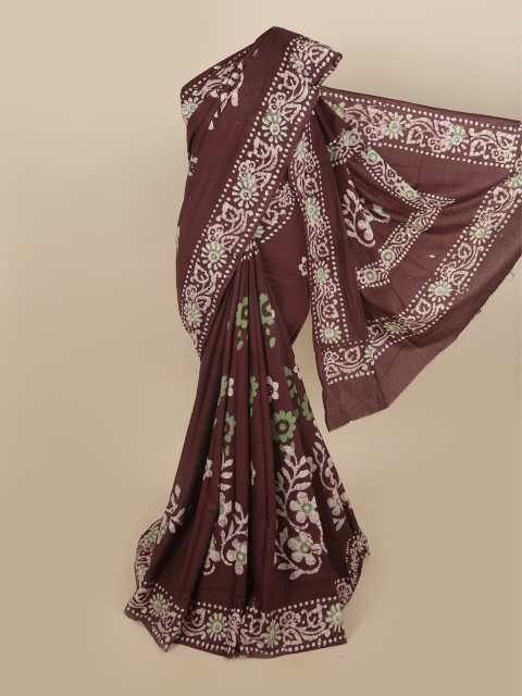 

Pothys Burgundy & Green Woven Design Pure Cotton Saree