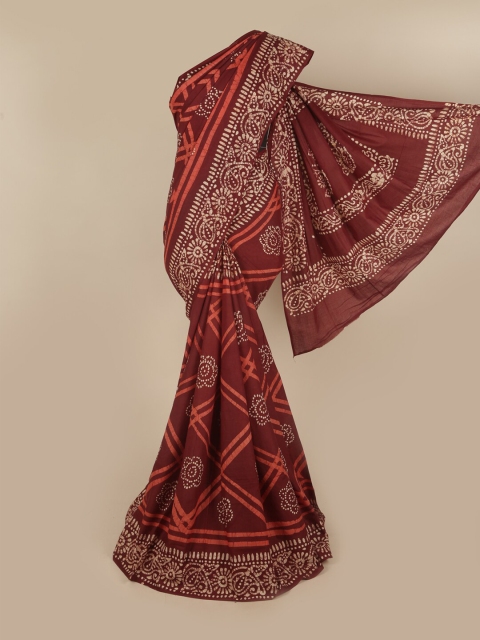 

Pothys Maroon & White Pure Cotton Saree