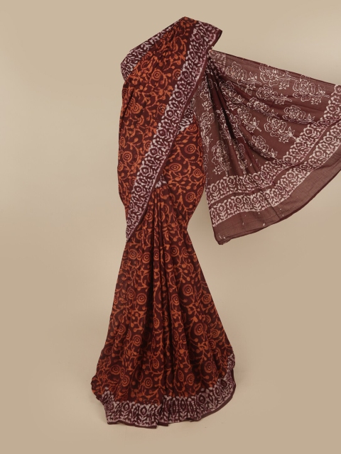 

Pothys Brown & White Ethnic Motifs Pure Cotton Saree