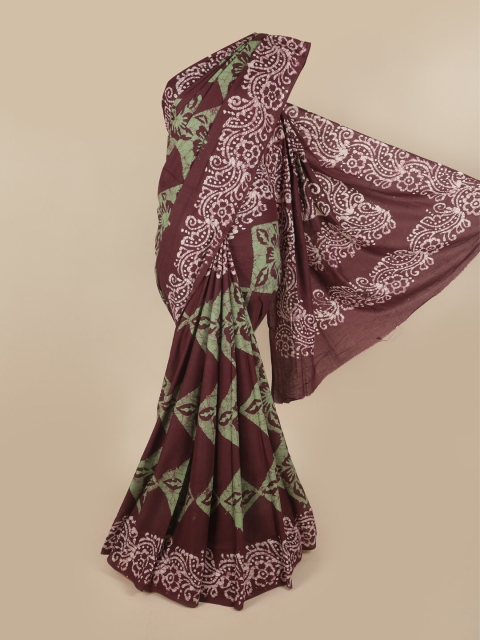 

Pothys Burgundy & White Pure Cotton Saree