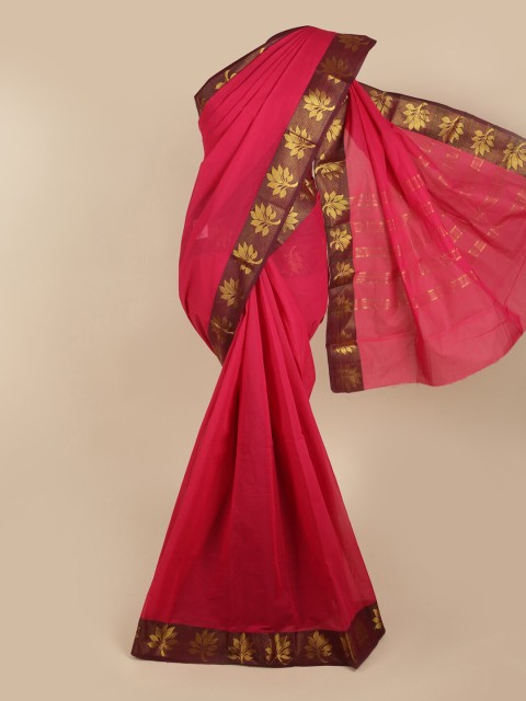 

Pothys Red & Brown Floral Pure Cotton Saree