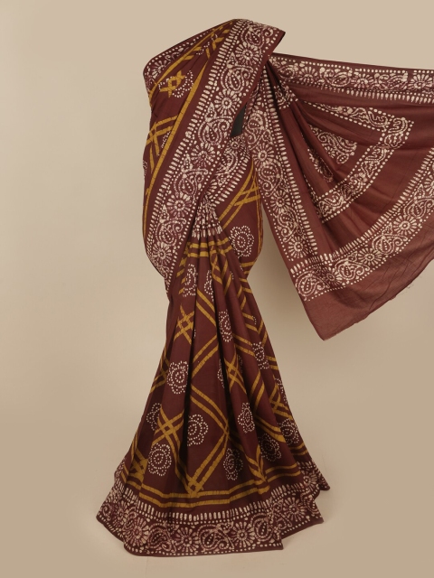 

Pothys Brown & White Ethnic Motifs Pure Cotton Saree