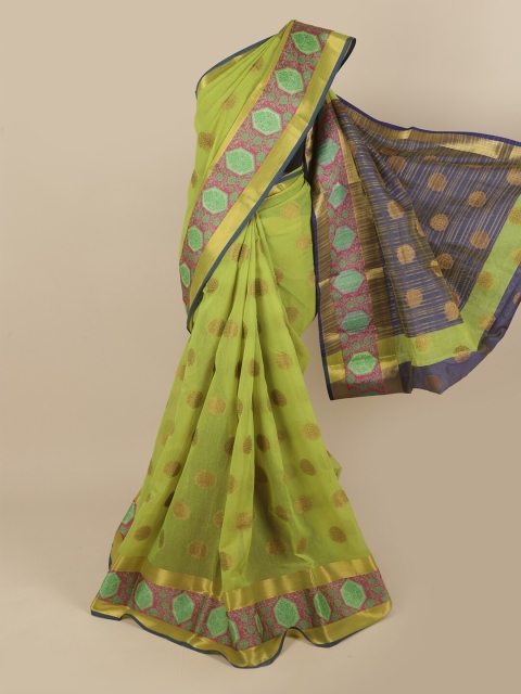 

Pothys Green & Magenta Ethnic Motifs Zari Pure Cotton Saree