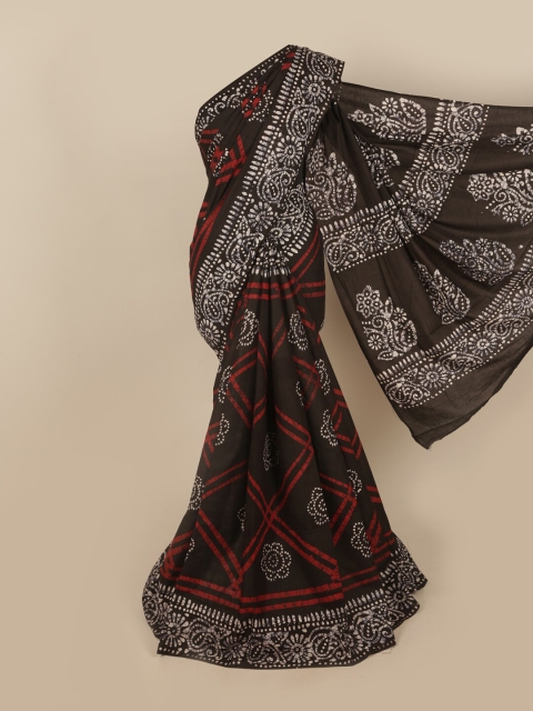 

Pothys Black & White Dabu Pure Cotton Saree