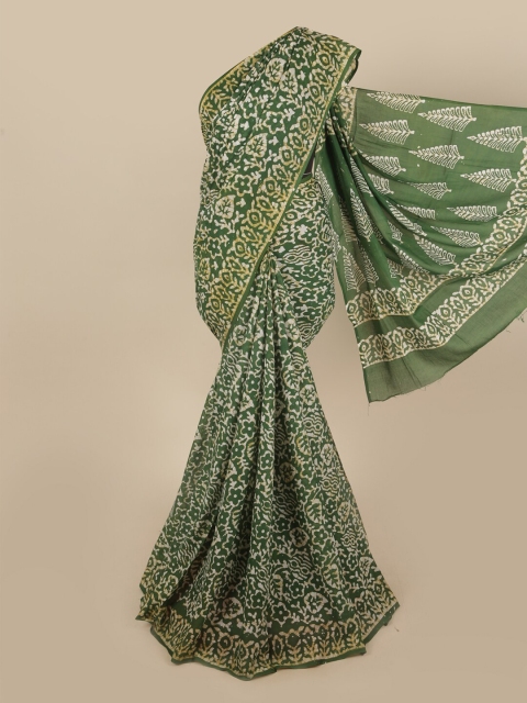 

Pothys Green & White Floral Pure Cotton Saree