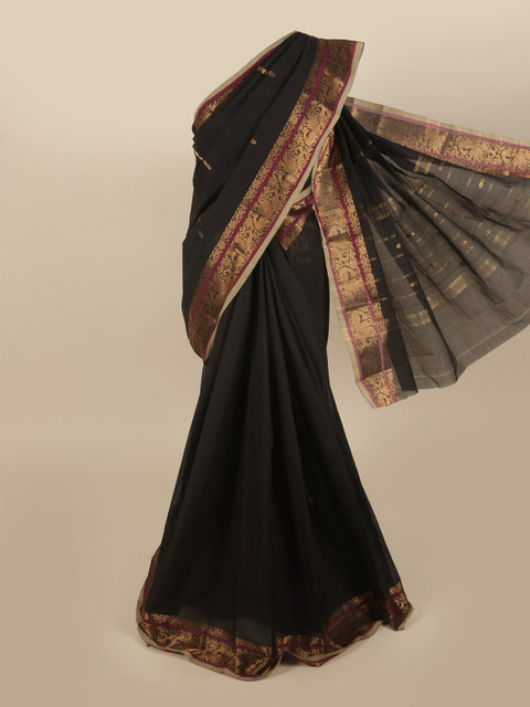 

Pothys Black & Pink Woven Design Pure Cotton Saree