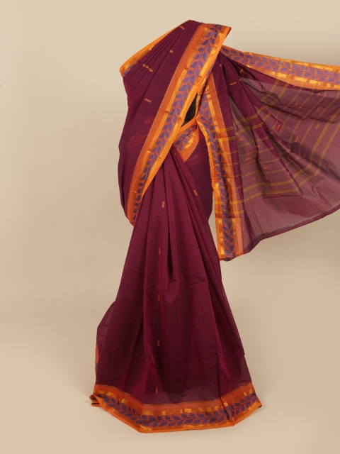 

Pothys Magenta & Blue Woven Design Pure Cotton Saree