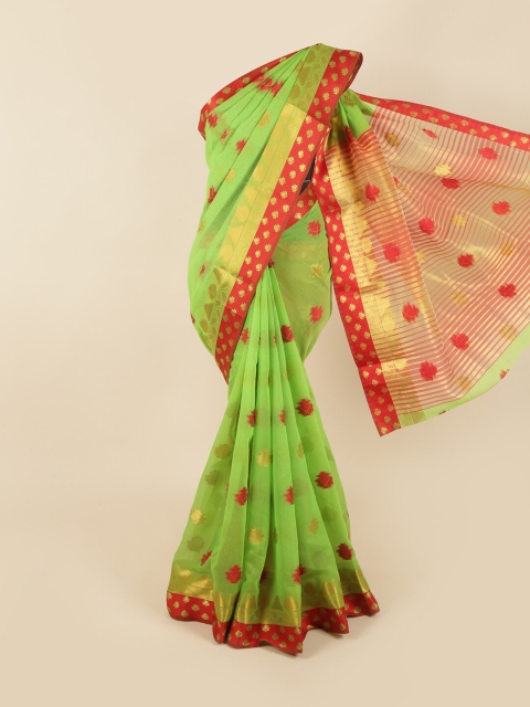 

Pothys Green & Red Woven Design Saree