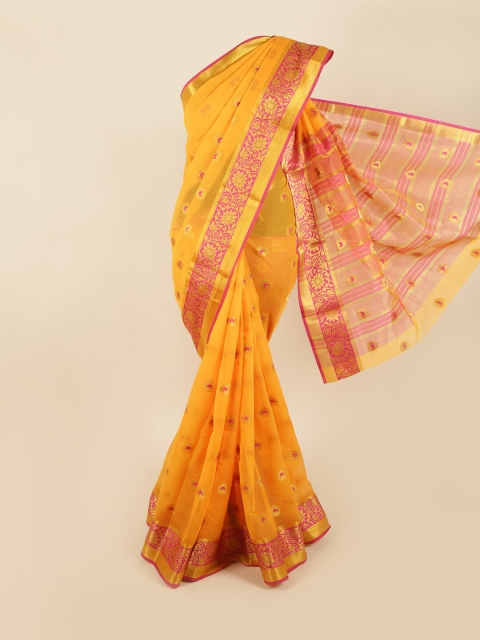 

Pothys Yellow & Pink Floral Saree