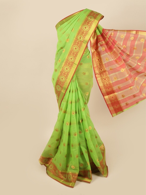 

Pothys Green & Red Floral Saree