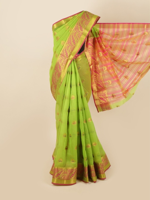

Pothys Green & Pink Woven Design Saree