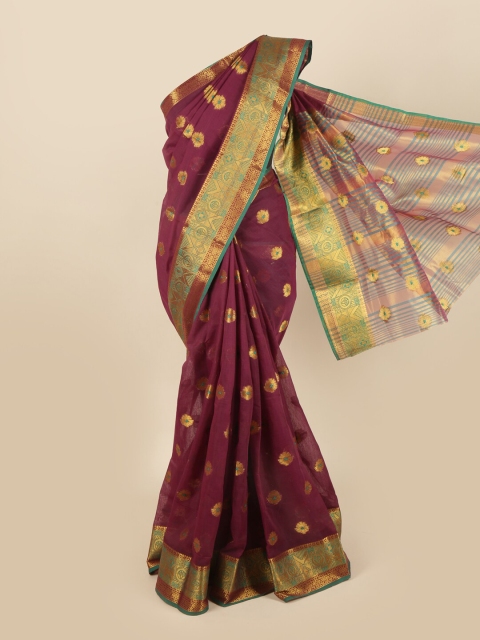 

Pothys Purple & Green Floral Saree