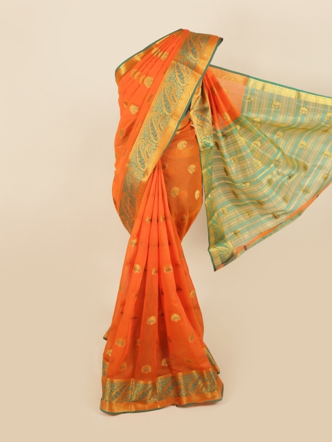 

Pothys Orange & Green Floral Saree