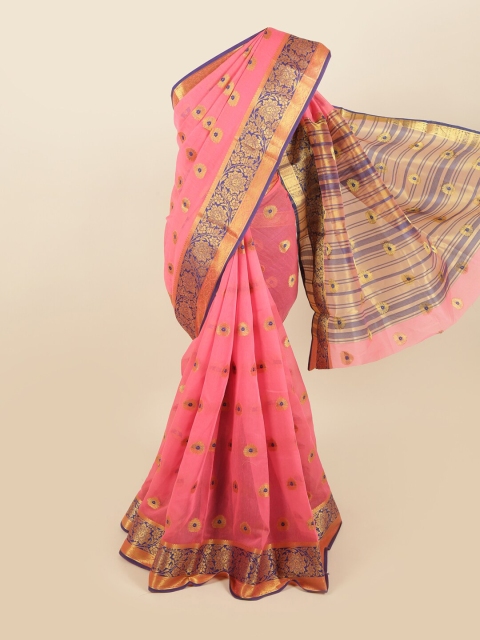 

Pothys Pink & Blue Woven Design Saree