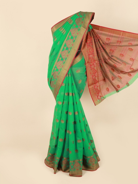 

Pothys Green & Red Floral Saree