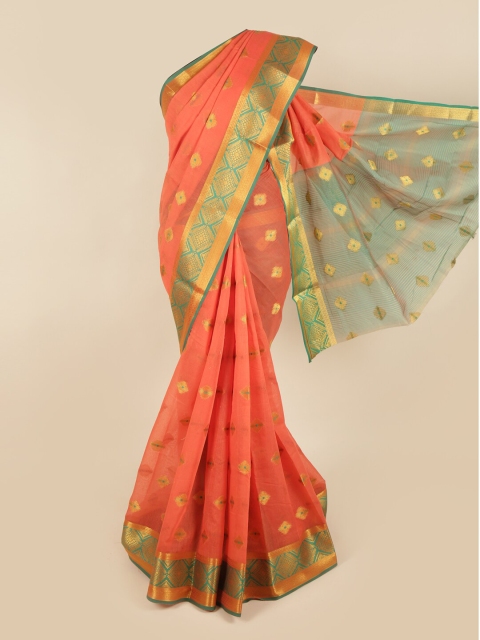 

Pothys Orange Floral Zari Saree