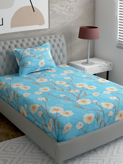 

EverHOME Multi Printed 144 TC Single Bedsheet with 1 Pillow Covers, Blue
