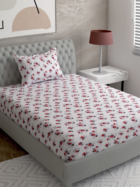 

EverHOME Multi Printed 144 TC Single Bedsheet with 1 Pillow Covers, White