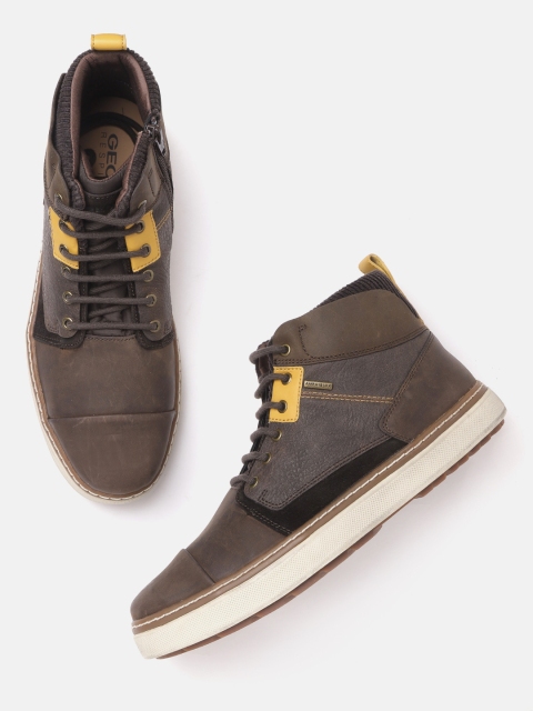 

Geox Men Coffee Brown Leather Sneakers