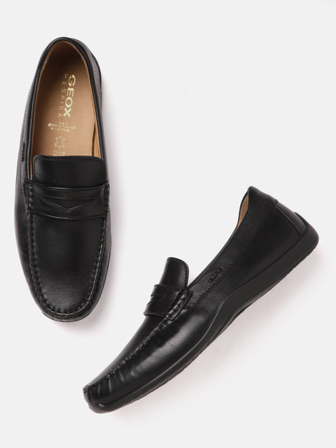 

Geox Men Black Leather Loafers