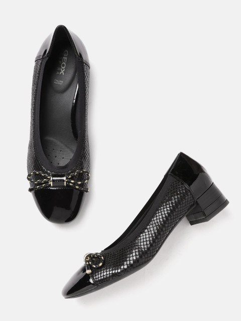 

Geox Black Textured Leather Work Platform Mules