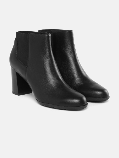 

Geox Black Leather Block Heeled Boots