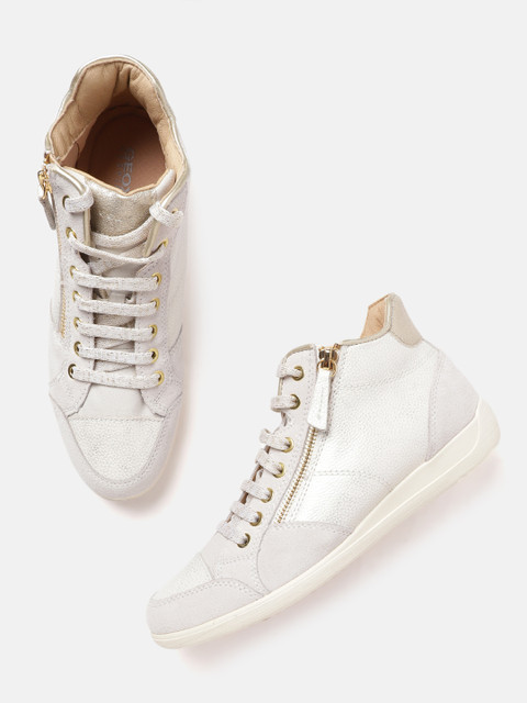 

Geox Women White Leather Sneakers