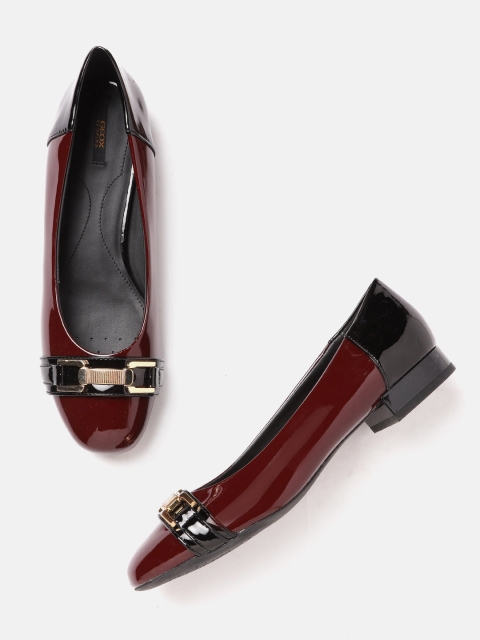 

Geox Women Burgundy & Black Leather Comfort Mules