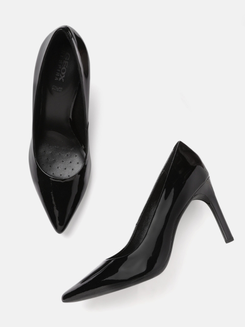 

Geox Black Women Leather Heeled Boots