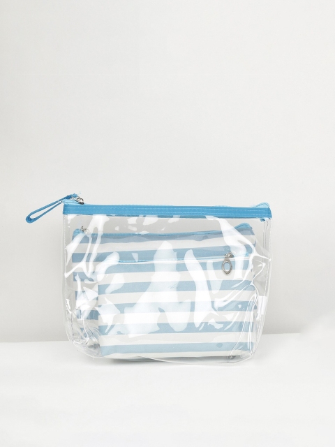 

max Blue & Transparent Set of 3 Printed Purse Clutches