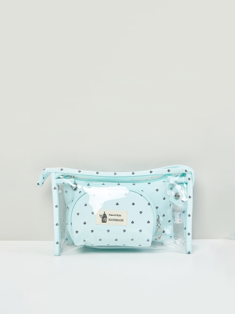 

max Women Blue Abstract Printed PU Zip Around Wallet
