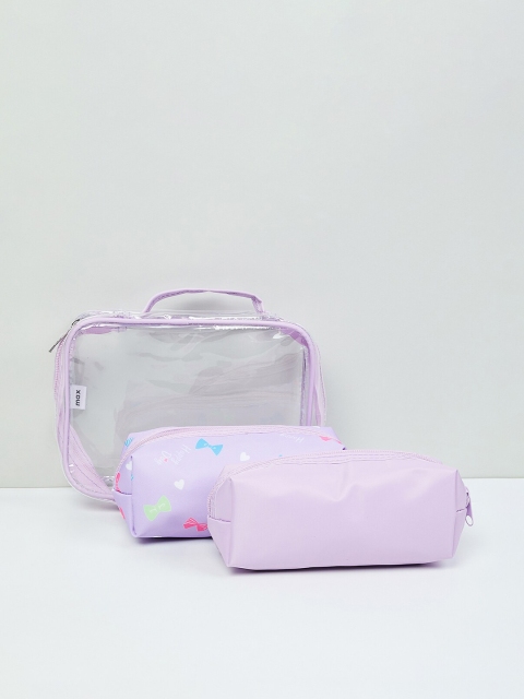 

max Purple Set of 3 Printed Makeup Pouch