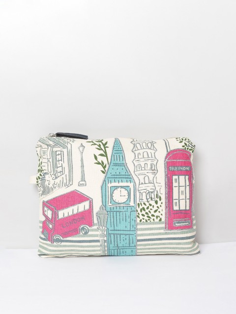 

max Women Off White Printed Zip Around Wallet