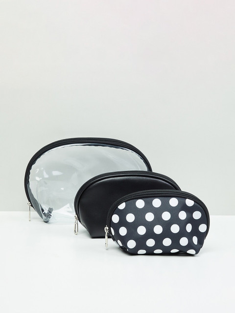 

max Women Set Of 3 Black & Transparent Printed PVC Pouches