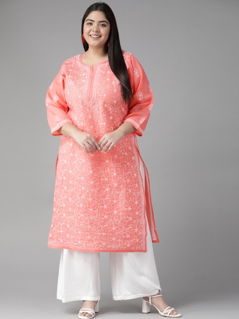 

ADA Women Pink Ethnic Motifs Embroidered Chikankari Handloom Kurta