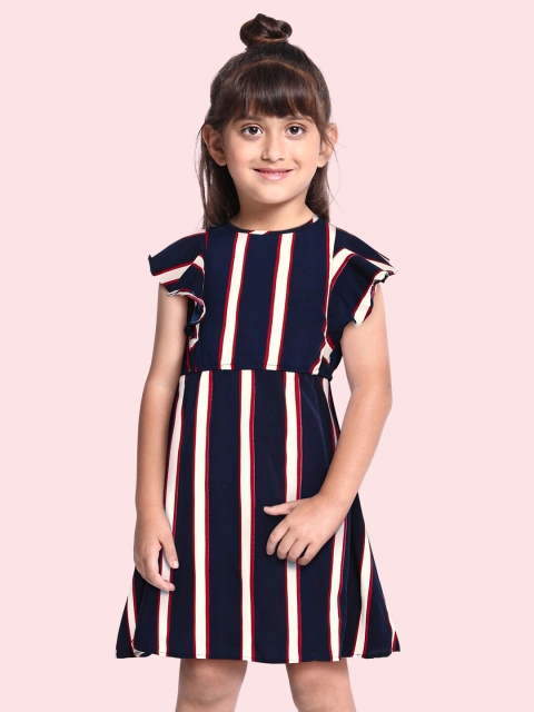 

K&U Navy Blue & White Striped Dress