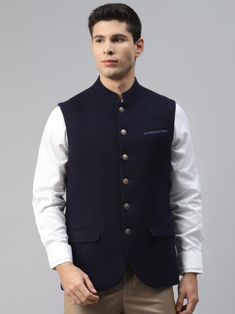 

Marks & Spencer Men Navy-Blue Solid Sleeveless Blazer