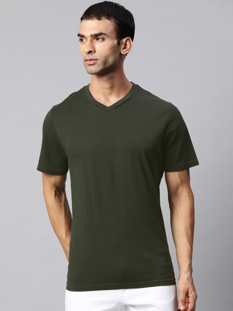 

Marks Spencer Men Green Pure Cotton T-shirt
