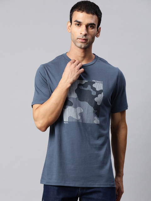 

Marks Spencer Men Blue Printed Pure Cotton T-shirt