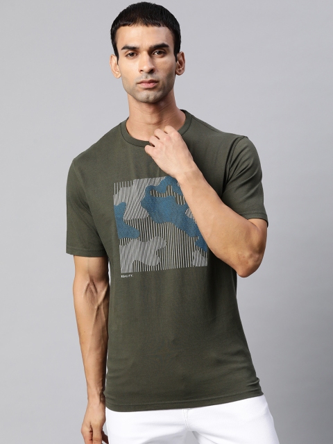 

Marks Spencer Men Khaki Printed Pure Cotton T-shirt