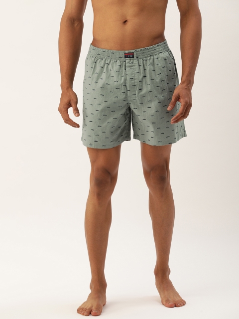 

IVOC Men Olive Green Printed Regular Fit Cotton Boxers