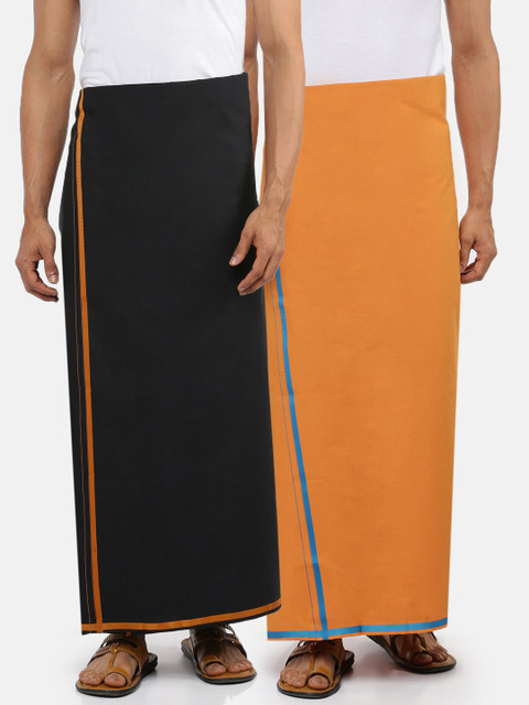 

RAMRAJ COTTON Men Pack Of 2 Assorted Pure Cotton Dhotis