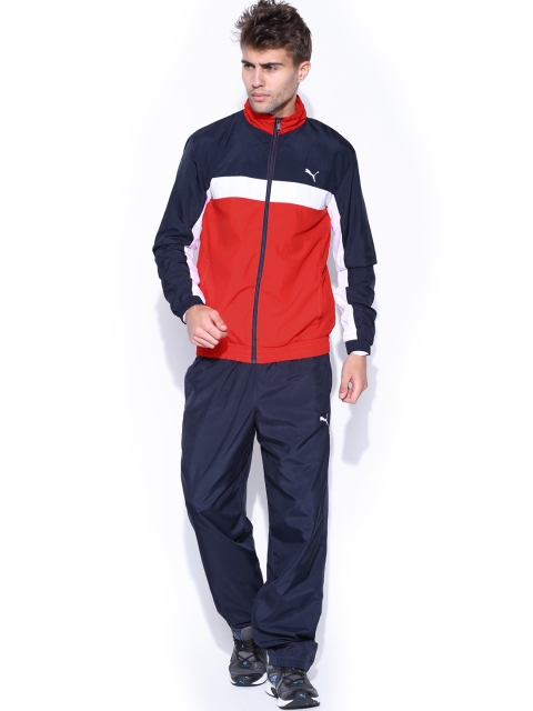 

PUMA Men Red & Navy ESS Woven Tracksuit