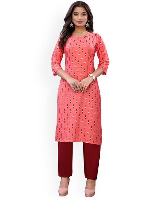 

Viva N Diva Women Pink Printed Regular Kurta with Dhoti Pants