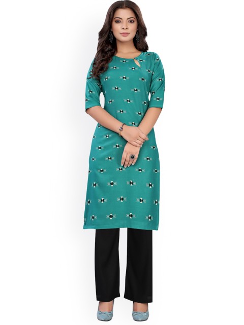 

Viva N Diva Women Green & Black Printed Regular Kurta with Palazzos