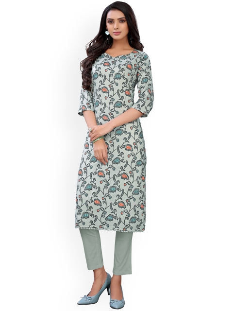 

Viva N Diva Women Grey Floral Printed Kurta