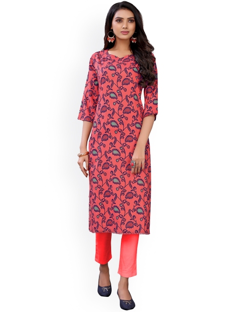 

Viva N Diva Women Pink Floral Printed Kurta